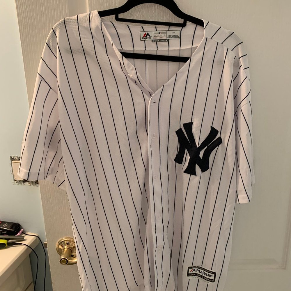 Authentic White New York Yankee Jersey #18